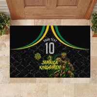 Personalized Jamaica Kingsmen Rubber Doormat Caribbean Cricket Royal Warrior King Mascot