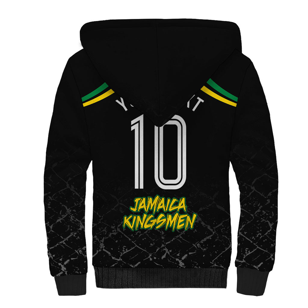 Personalized Jamaica Kingsmen Sherpa Hoodie Caribbean Cricket Royal Warrior King Mascot