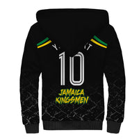 Personalized Jamaica Kingsmen Sherpa Hoodie Caribbean Cricket Royal Warrior King Mascot