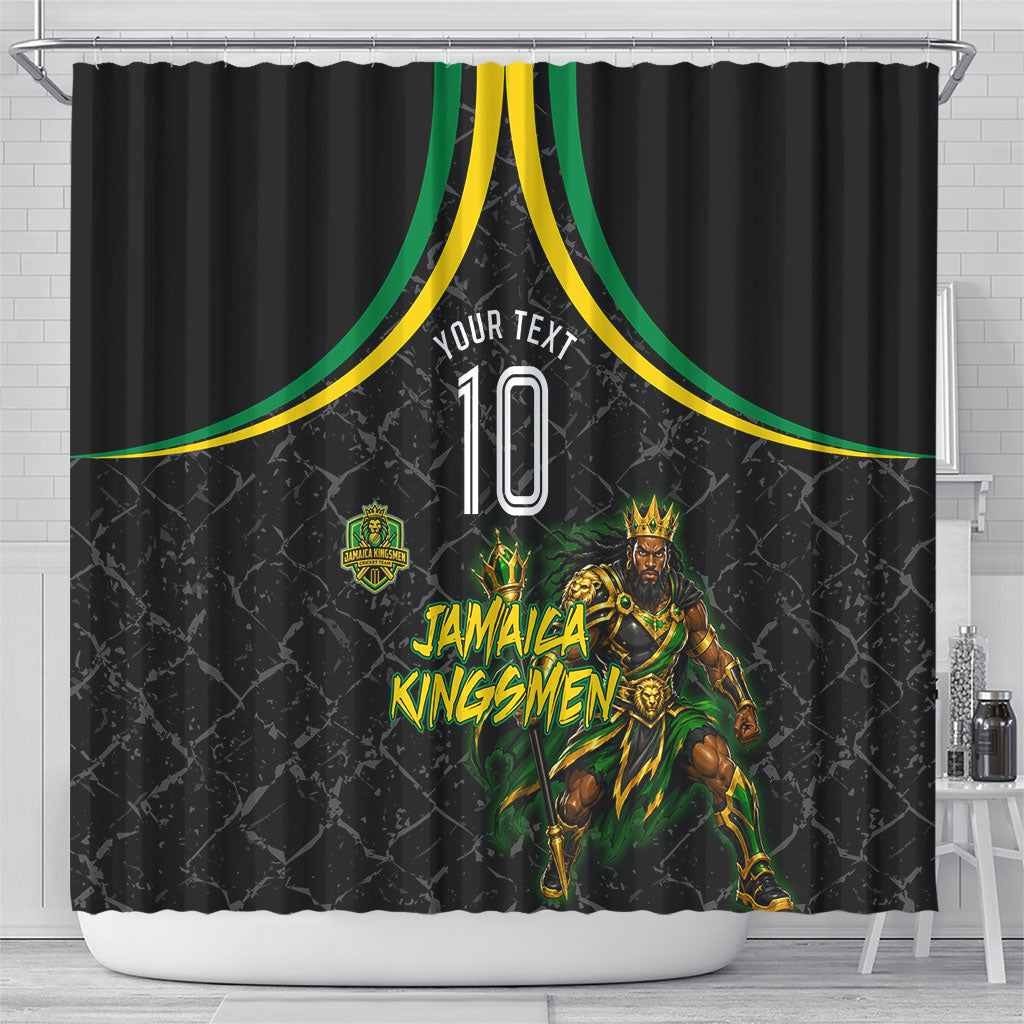 Personalized Jamaica Kingsmen Shower Curtain Caribbean Cricket Royal Warrior King Mascot