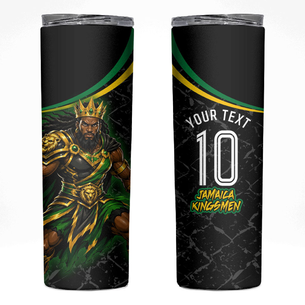 Personalized Jamaica Kingsmen Skinny Tumbler Caribbean Cricket Royal Warrior King Mascot