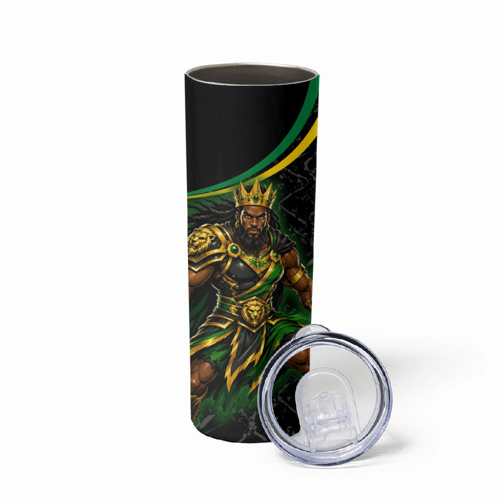 Personalized Jamaica Kingsmen Skinny Tumbler Caribbean Cricket Royal Warrior King Mascot