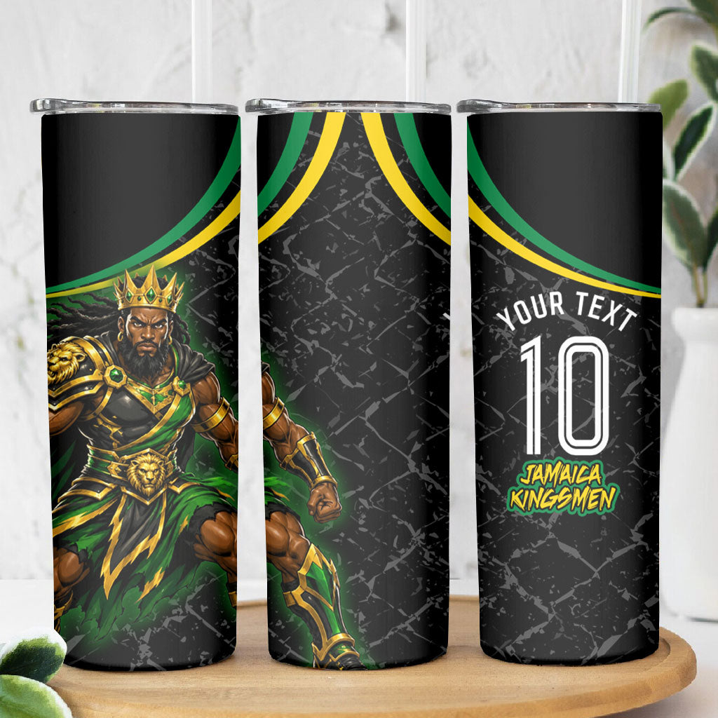 Personalized Jamaica Kingsmen Skinny Tumbler Caribbean Cricket Royal Warrior King Mascot