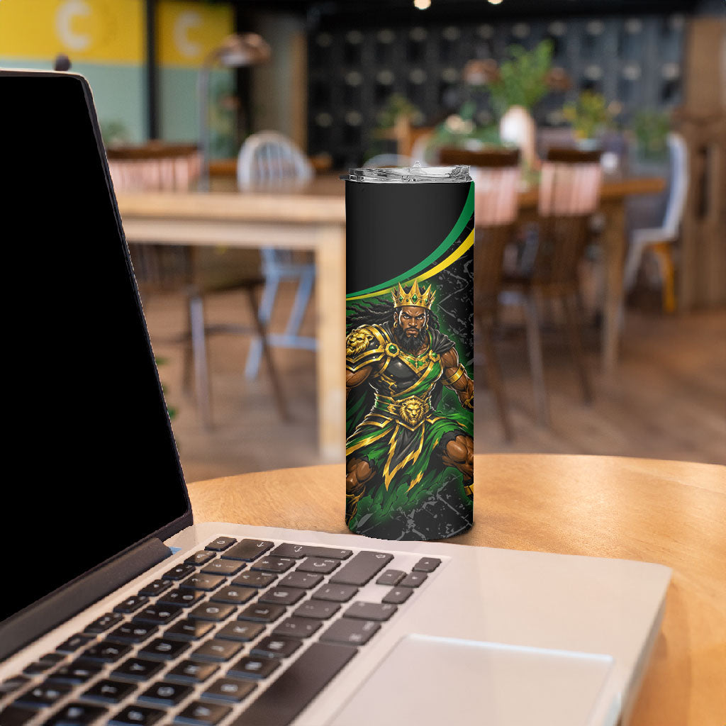Personalized Jamaica Kingsmen Skinny Tumbler Caribbean Cricket Royal Warrior King Mascot