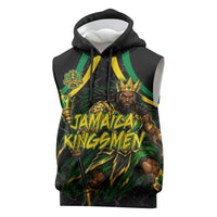 Personalized Jamaica Kingsmen Sleeveless Hoodie Caribbean Cricket Royal Warrior King Mascot