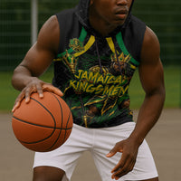 Personalized Jamaica Kingsmen Sleeveless Hoodie Caribbean Cricket Royal Warrior King Mascot