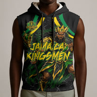 Personalized Jamaica Kingsmen Sleeveless Hoodie Caribbean Cricket Royal Warrior King Mascot