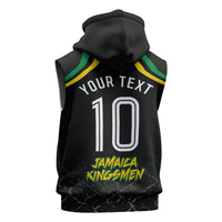 Personalized Jamaica Kingsmen Sleeveless Zip Hoodie Caribbean Cricket Royal Warrior King Mascot
