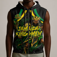 Personalized Jamaica Kingsmen Sleeveless Zip Hoodie Caribbean Cricket Royal Warrior King Mascot