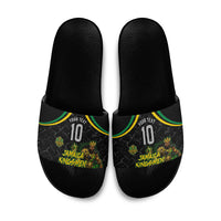 Personalized Jamaica Kingsmen Slide Sandals Caribbean Cricket Royal Warrior King Mascot