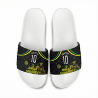 Personalized Jamaica Kingsmen Slide Sandals Caribbean Cricket Royal Warrior King Mascot