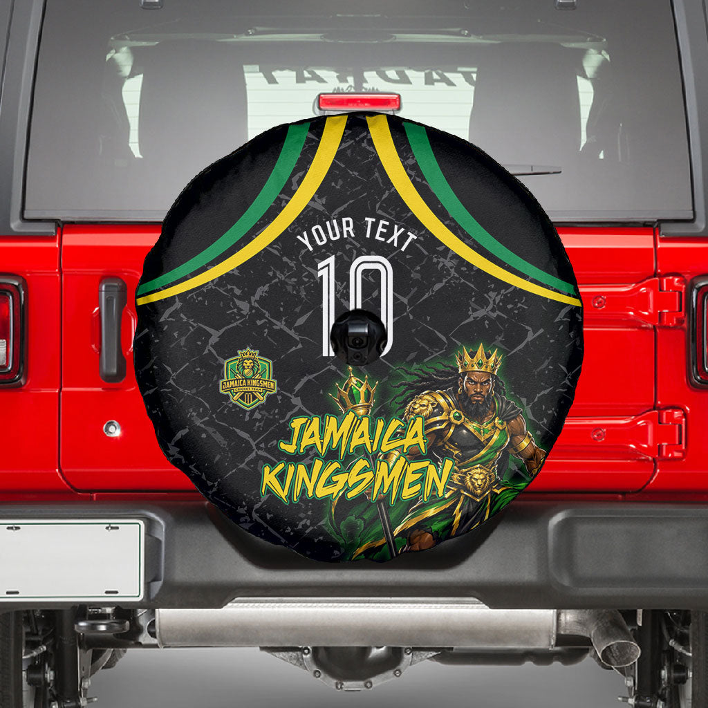 Personalized Jamaica Kingsmen Spare Tire Cover Caribbean Cricket Royal Warrior King Mascot