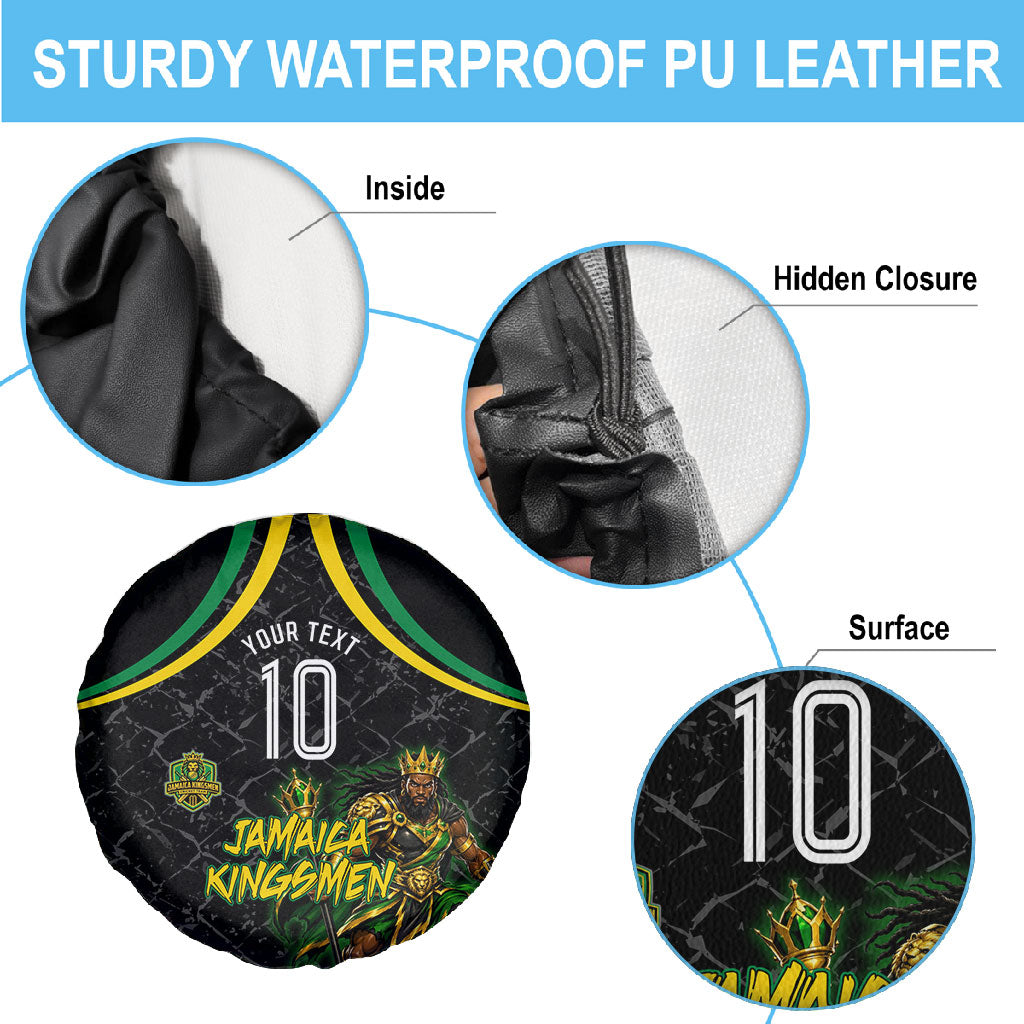 Personalized Jamaica Kingsmen Spare Tire Cover Caribbean Cricket Royal Warrior King Mascot