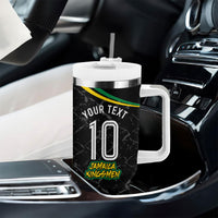 Personalized Jamaica Kingsmen Tumbler With Handle Caribbean Cricket Royal Warrior King Mascot