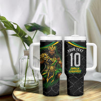 Personalized Jamaica Kingsmen Tumbler With Handle Caribbean Cricket Royal Warrior King Mascot