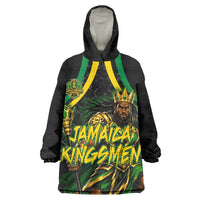 Personalized Jamaica Kingsmen Wearable Blanket Hoodie Caribbean Cricket Royal Warrior King Mascot