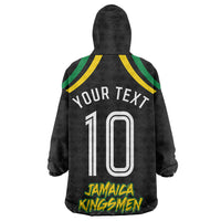 Personalized Jamaica Kingsmen Wearable Blanket Hoodie Caribbean Cricket Royal Warrior King Mascot