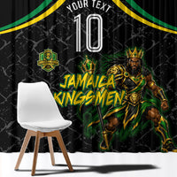 Personalized Jamaica Kingsmen Window Curtain Caribbean Cricket Royal Warrior King Mascot