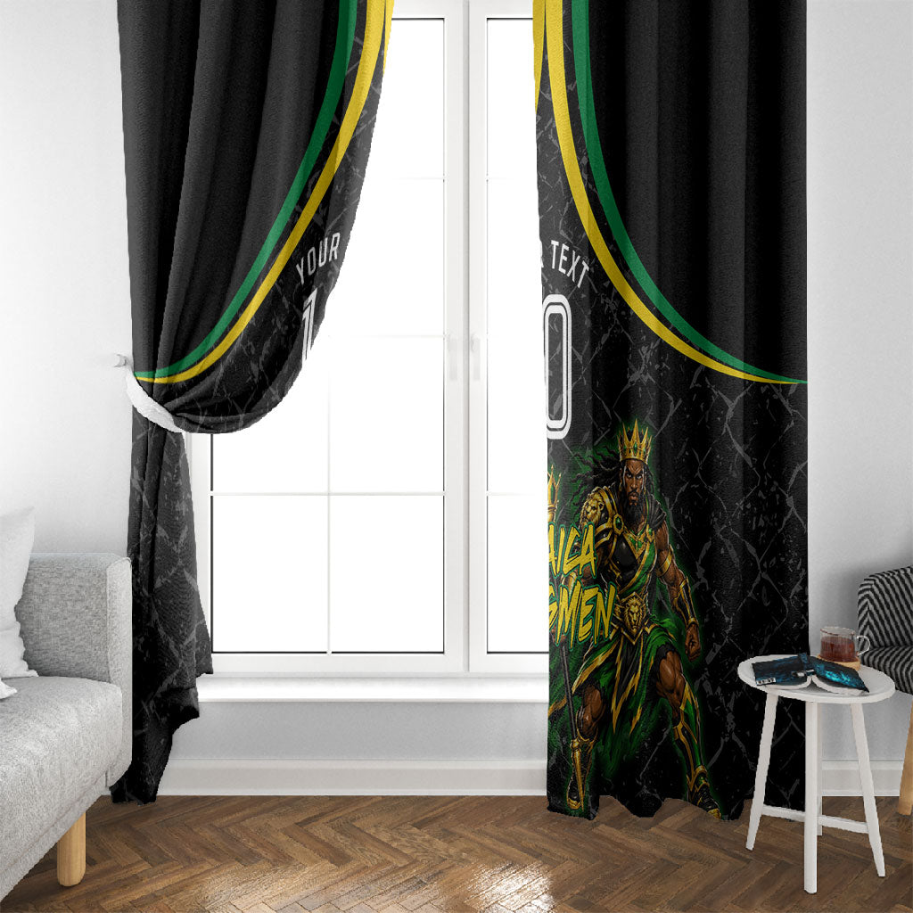 Personalized Jamaica Kingsmen Window Curtain Caribbean Cricket Royal Warrior King Mascot