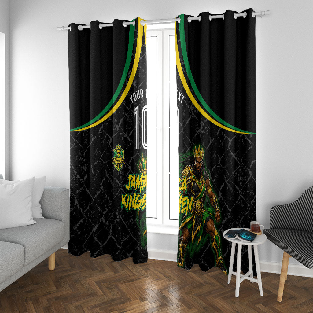 Personalized Jamaica Kingsmen Window Curtain Caribbean Cricket Royal Warrior King Mascot