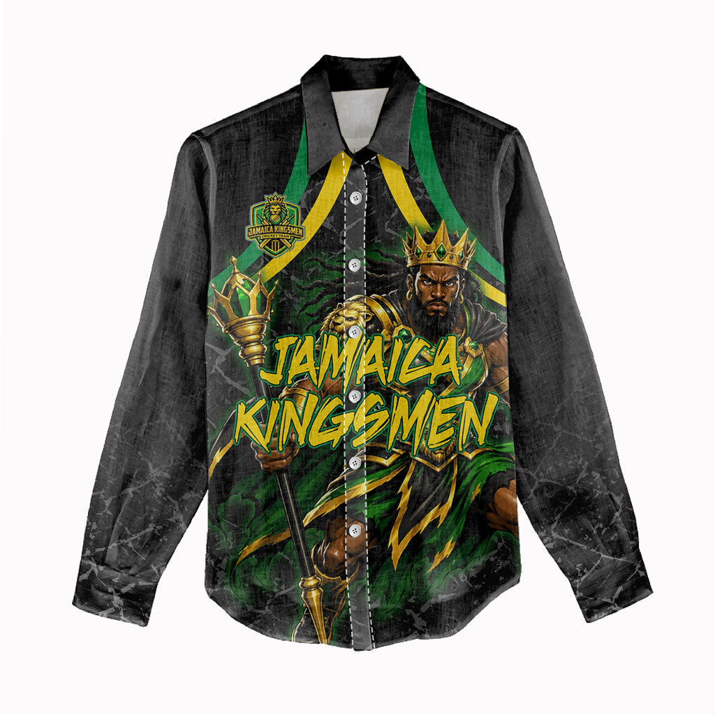 Personalized Jamaica Kingsmen Women Casual Shirt Caribbean Cricket Royal Warrior King Mascot