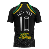 Personalized Jamaica Kingsmen Zipper Polo Shirt Caribbean Cricket Royal Warrior King Mascot