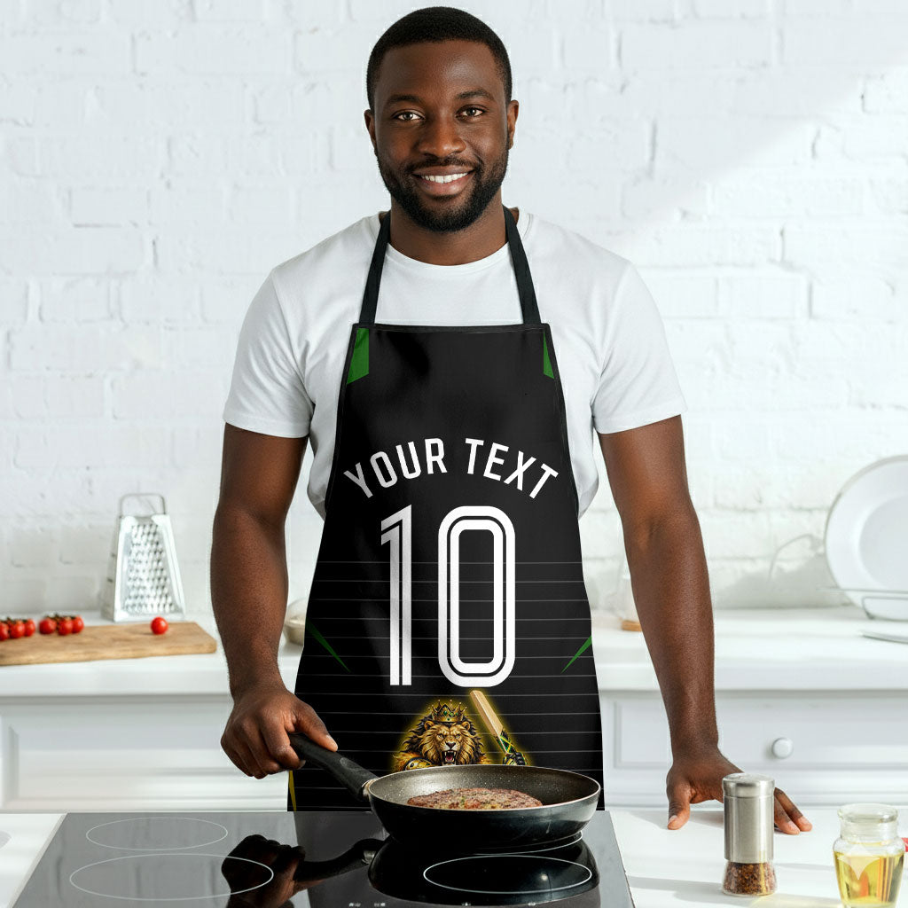 Personalized Jamaica Cricket Lion Mascot Apron Kingsmen Royal King Batsman Sport