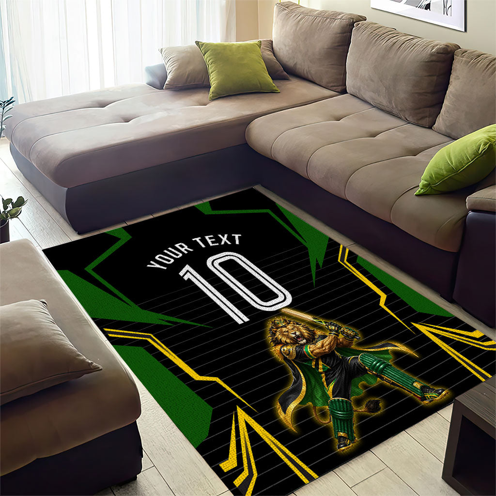 Personalized Jamaica Cricket Lion Mascot Area Rug Kingsmen Royal King Batsman Sport