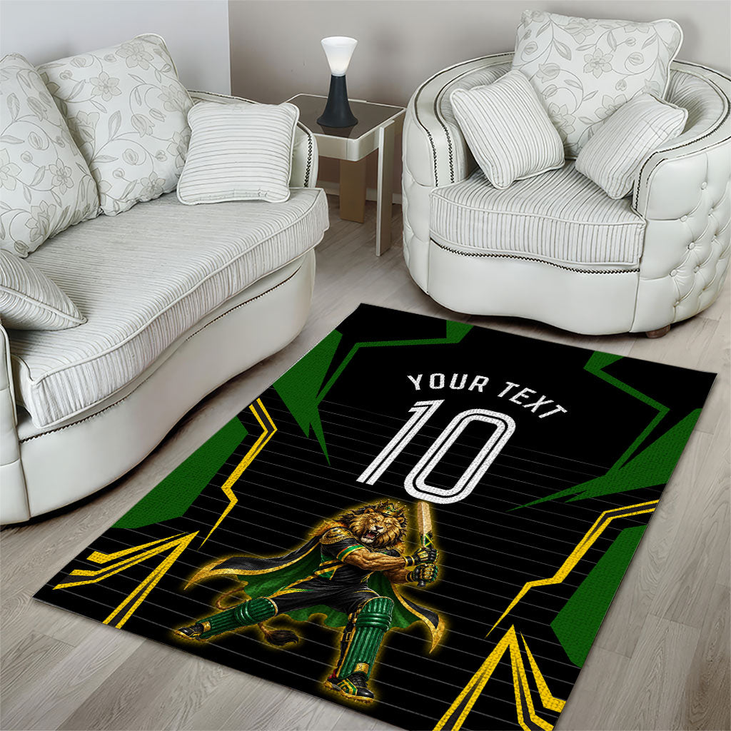 Personalized Jamaica Cricket Lion Mascot Area Rug Kingsmen Royal King Batsman Sport