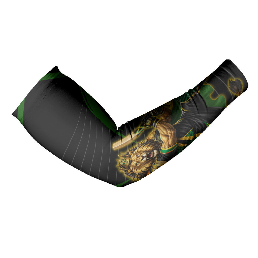 Personalized Jamaica Cricket Lion Mascot Arm Sleeves Kingsmen Royal King Batsman Sport