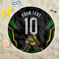 Personalized Jamaica Cricket Lion Mascot Beach Blanket Kingsmen Royal King Batsman Sport