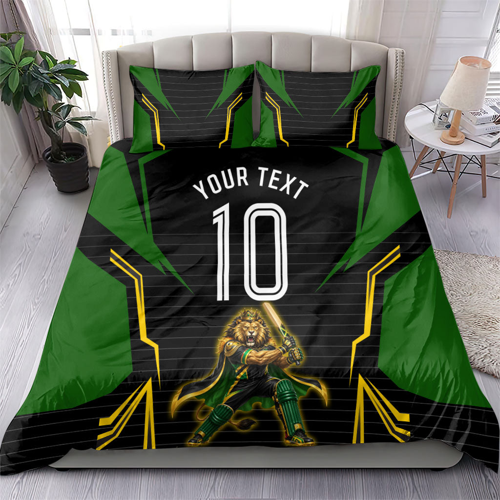 Personalized Jamaica Cricket Lion Mascot Bedding Set Kingsmen Royal King Batsman Sport