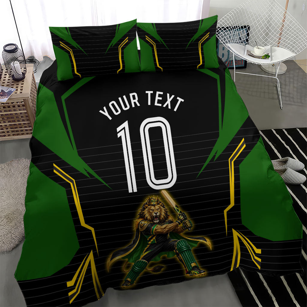 Personalized Jamaica Cricket Lion Mascot Bedding Set Kingsmen Royal King Batsman Sport