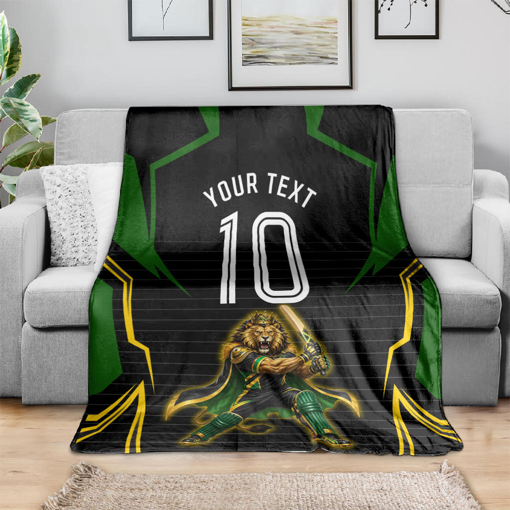 Personalized Jamaica Cricket Lion Mascot Blanket Kingsmen Royal King Batsman Sport