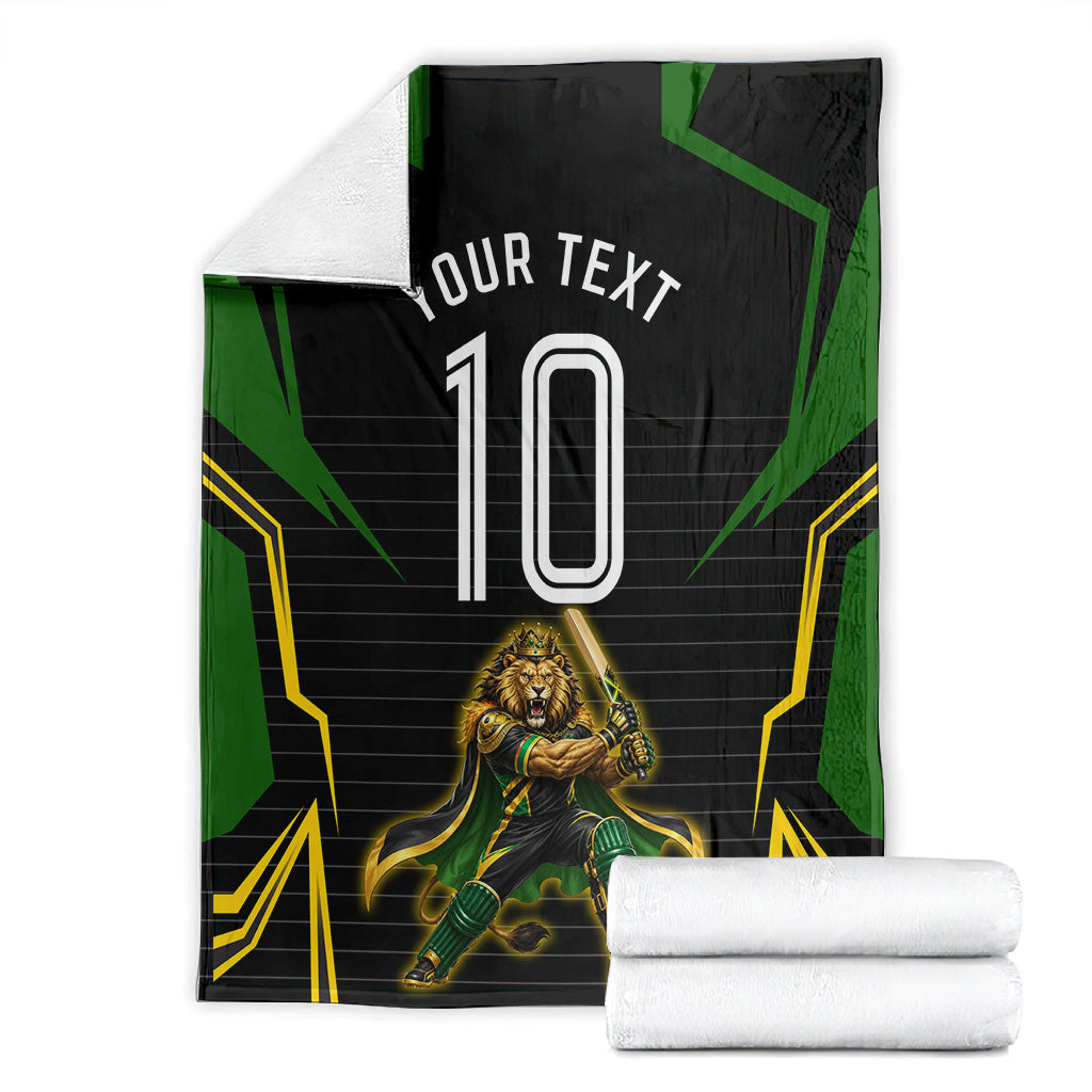 Personalized Jamaica Cricket Lion Mascot Blanket Kingsmen Royal King Batsman Sport