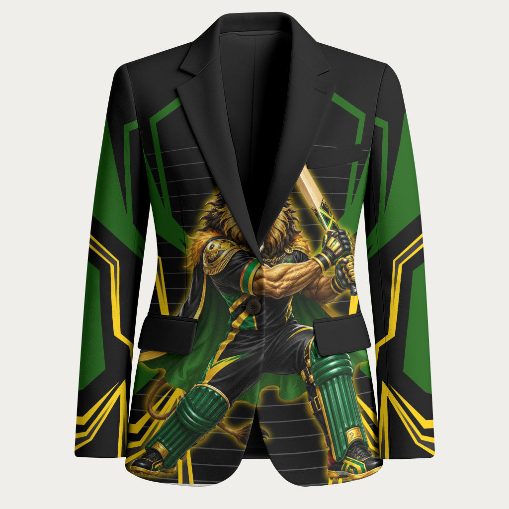 Personalized Jamaica Cricket Lion Mascot Blazer Kingsmen Royal King Batsman Sport