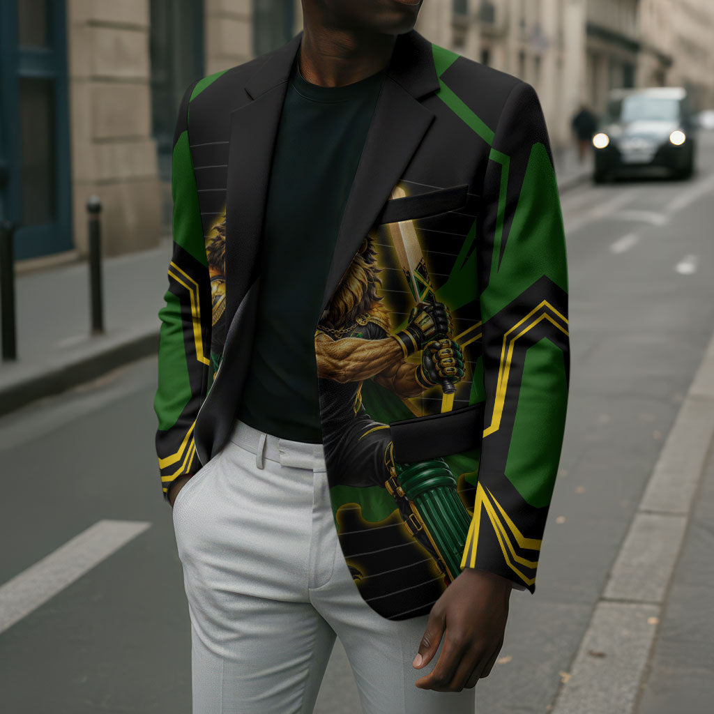 Personalized Jamaica Cricket Lion Mascot Blazer Kingsmen Royal King Batsman Sport