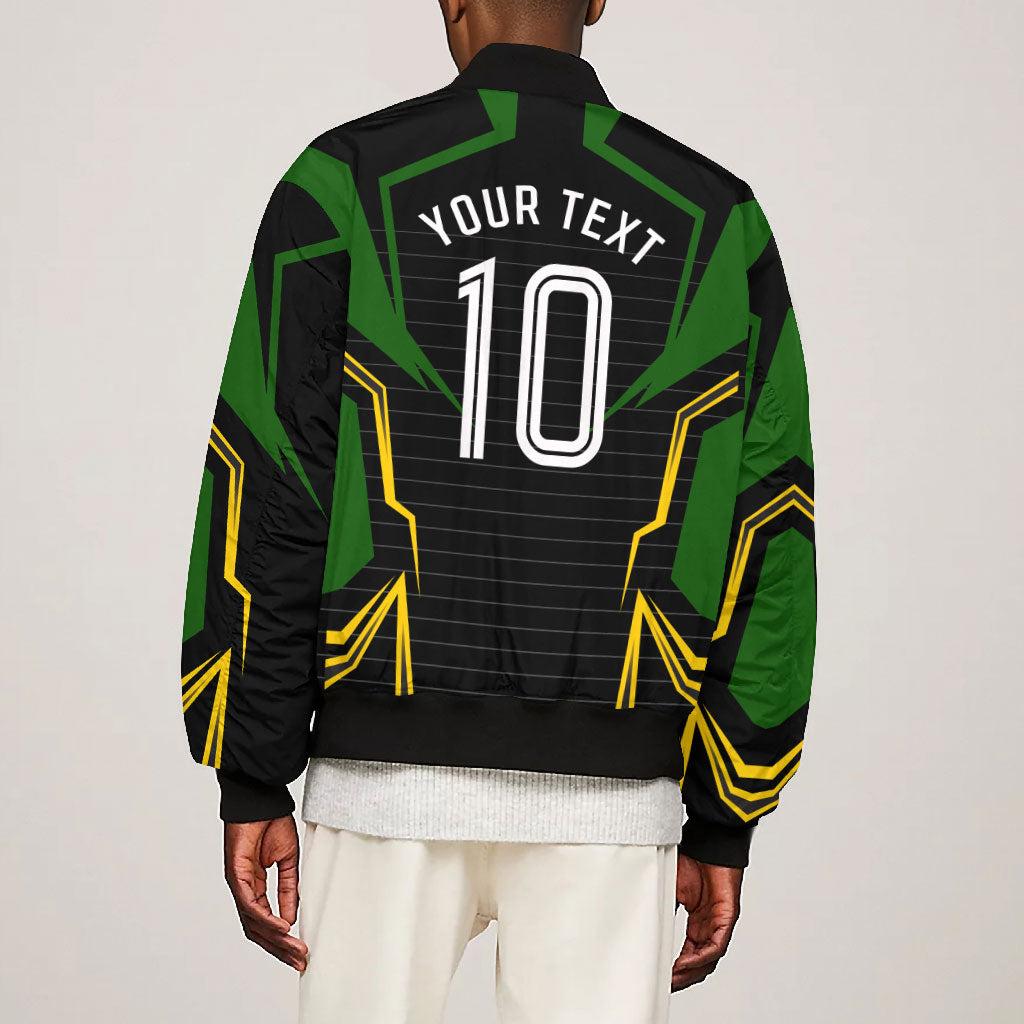 Personalized Jamaica Cricket Lion Mascot Bomber Jacket Kingsmen Royal King Batsman Sport