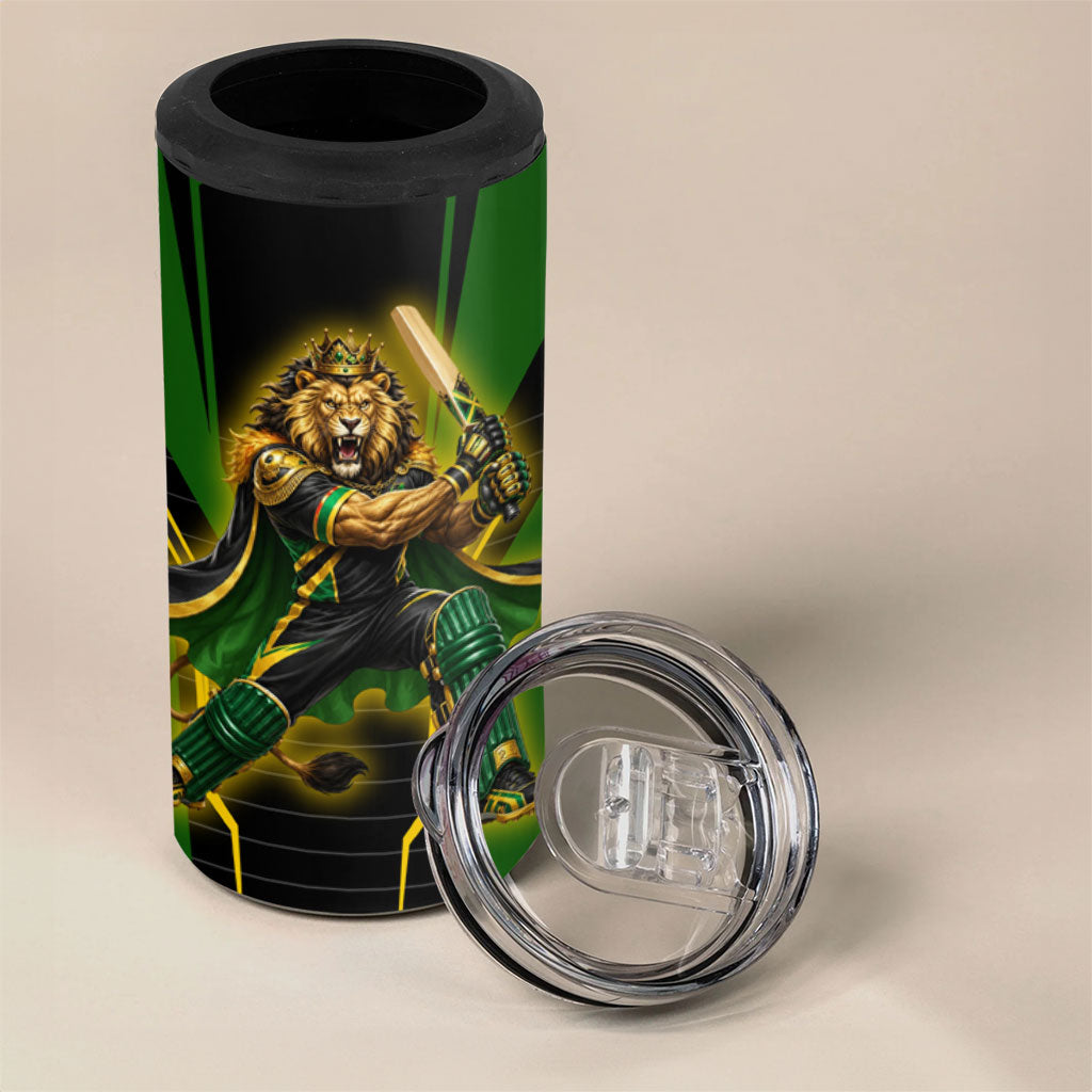 Personalized Jamaica Cricket Lion Mascot 4 in 1 Can Cooler Tumbler Kingsmen Royal King Batsman Sport
