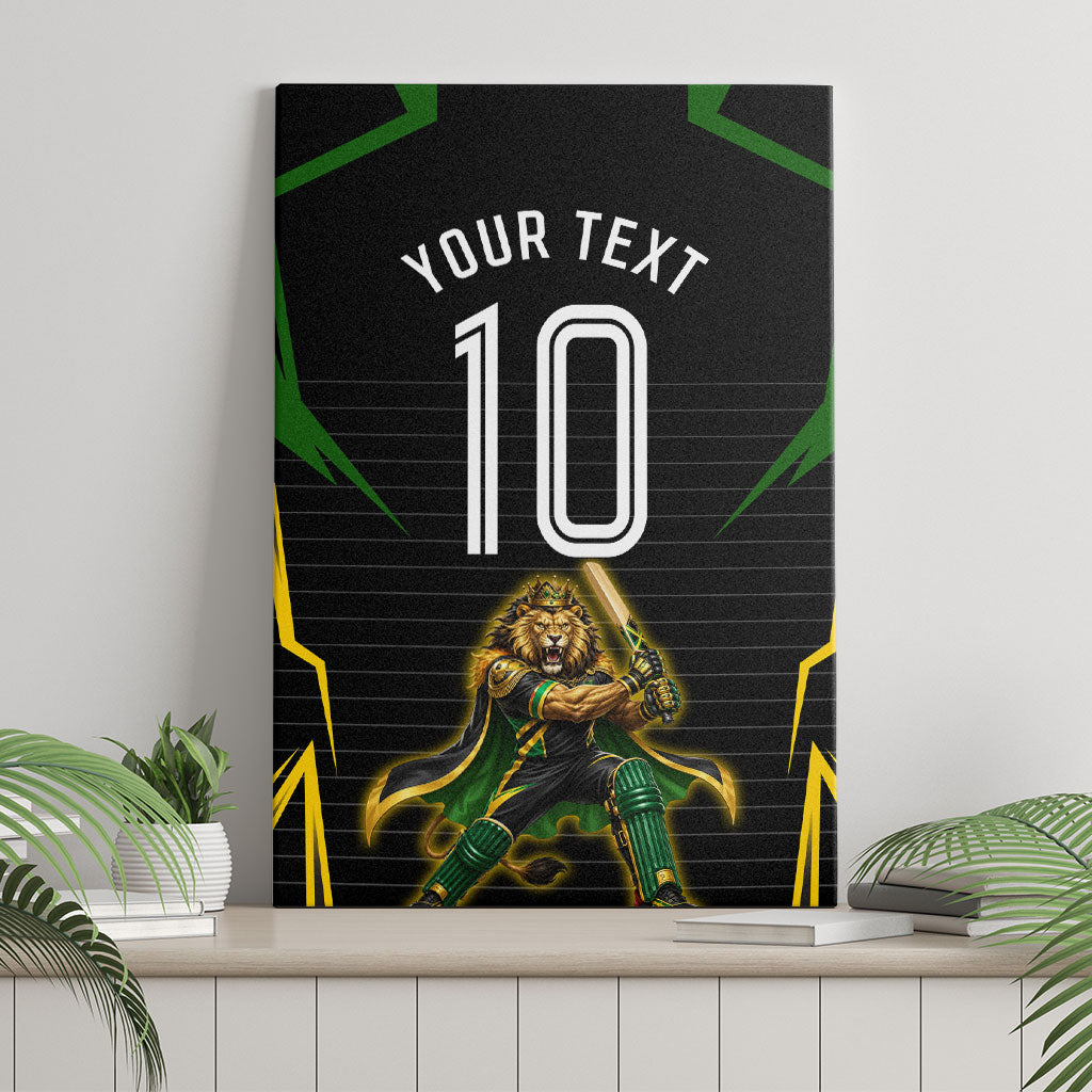 Personalized Jamaica Cricket Lion Mascot Canvas Wall Art Kingsmen Royal King Batsman Sport
