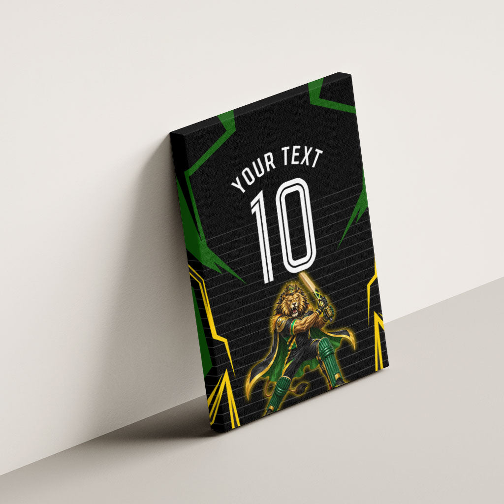 Personalized Jamaica Cricket Lion Mascot Canvas Wall Art Kingsmen Royal King Batsman Sport