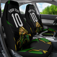 Personalized Jamaica Cricket Lion Mascot Car Seat Cover Kingsmen Royal King Batsman Sport