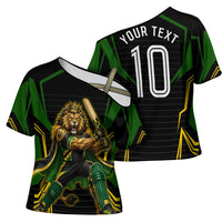 Personalized Jamaica Cricket Lion Mascot Cross Shoulder Shirt Kingsmen Royal King Batsman Sport
