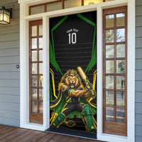 Personalized Jamaica Cricket Lion Mascot Door Cover Kingsmen Royal King Batsman Sport