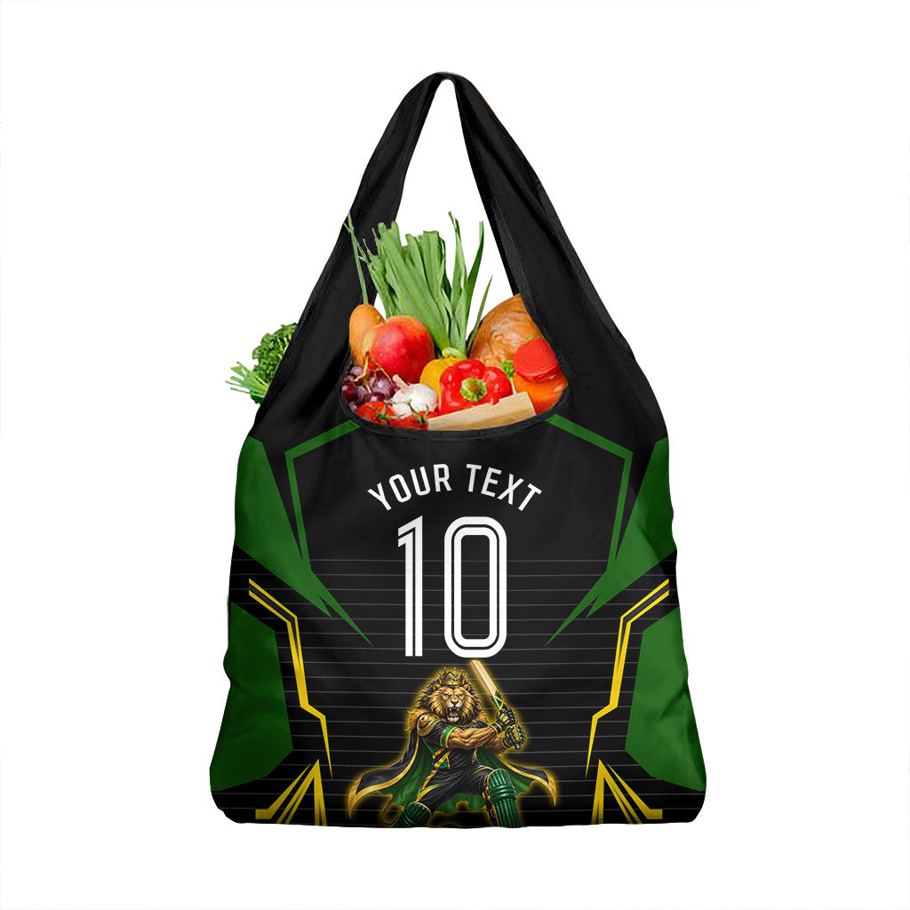 Personalized Jamaica Cricket Lion Mascot Grocery Bag Kingsmen Royal King Batsman Sport