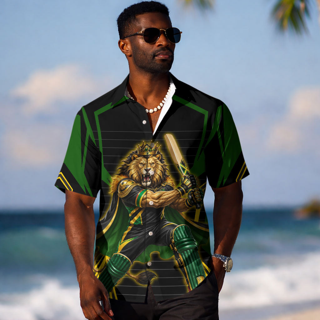 Personalized Jamaica Cricket Lion Mascot Hawaiian Shirt Kingsmen Royal King Batsman Sport