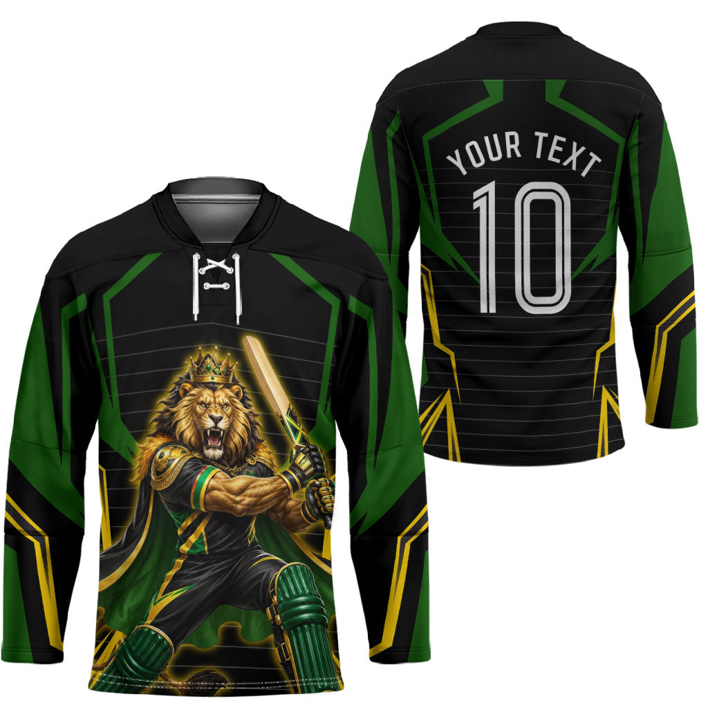 Personalized Jamaica Cricket Lion Mascot Hockey Jersey Kingsmen Royal King Batsman Sport