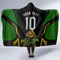 Personalized Jamaica Cricket Lion Mascot Hooded Blanket Kingsmen Royal King Batsman Sport