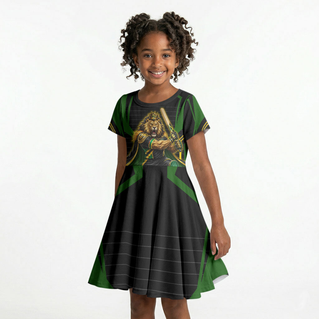 Personalized Jamaica Cricket Lion Mascot Kid Short Sleeve Dress Kingsmen Royal King Batsman Sport