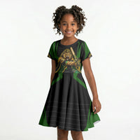Personalized Jamaica Cricket Lion Mascot Kid Short Sleeve Dress Kingsmen Royal King Batsman Sport